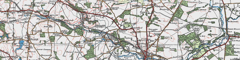 Old map of Gateford Common in 1923