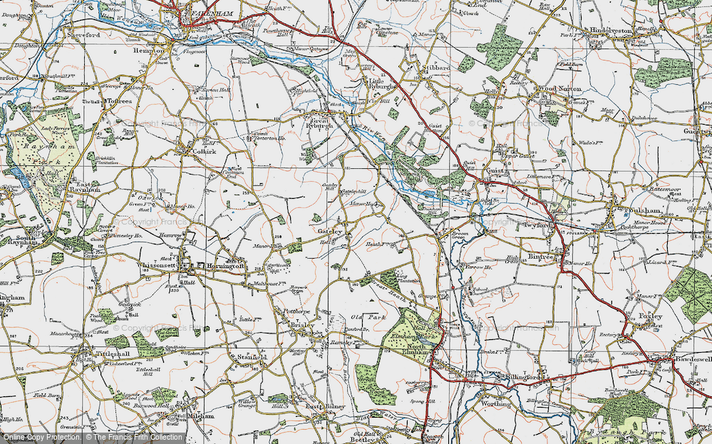 Old Map of Gateley, 1921 in 1921