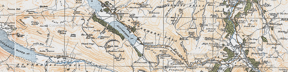 Old map of Honister Crag in 1925