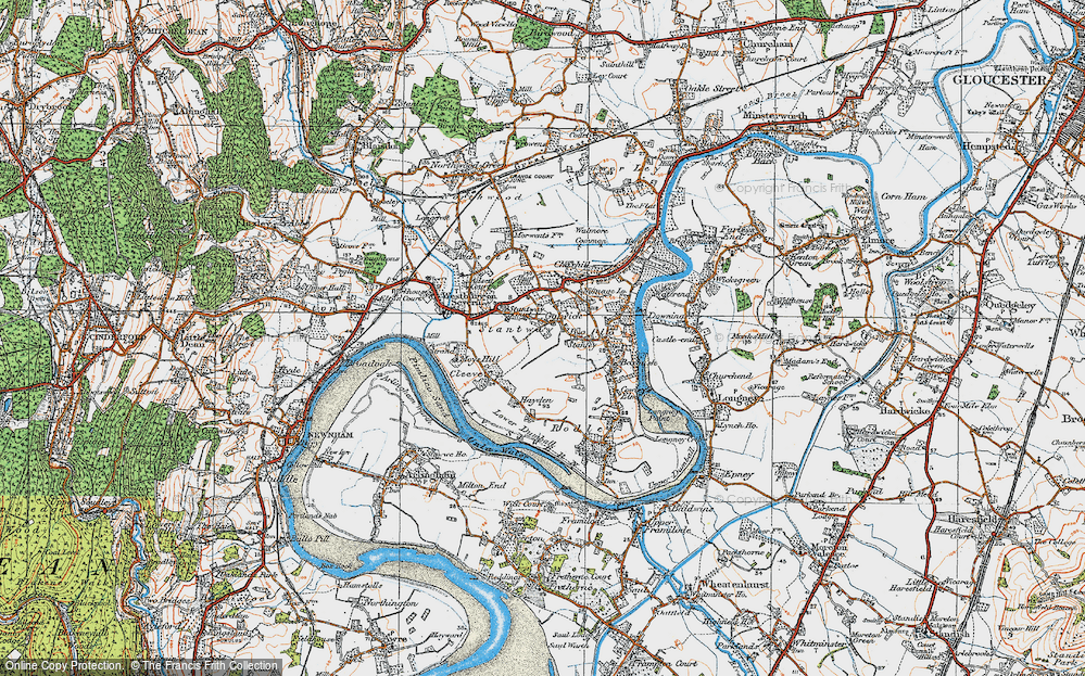 Old Map of Historic Map covering Bollow in 1919