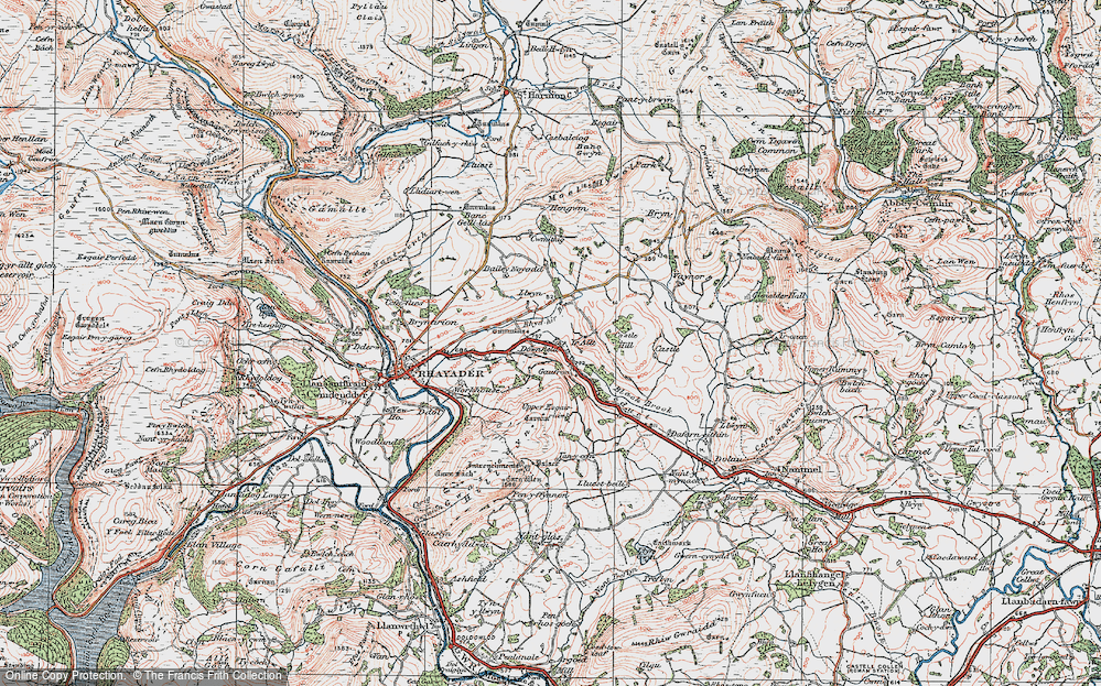 Old Map of Historic Map covering Brynscolfa in 1922