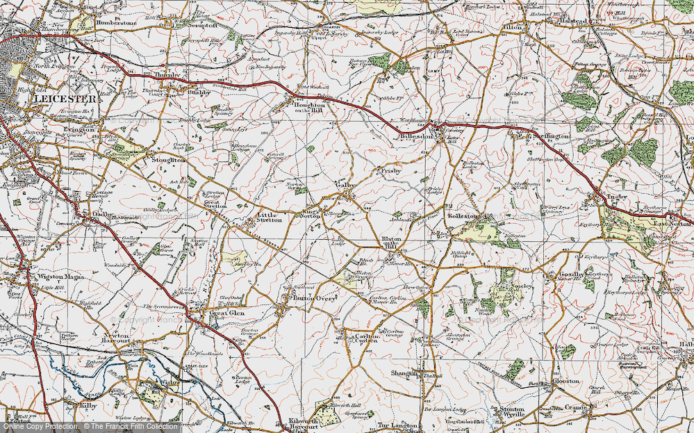 Old Map of Gaulby, 1921 in 1921