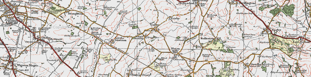 Old map of Gaulby in 1921