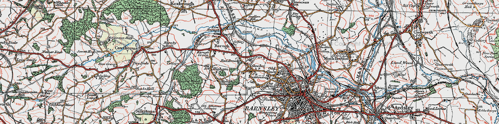 Old map of Gawber in 1924