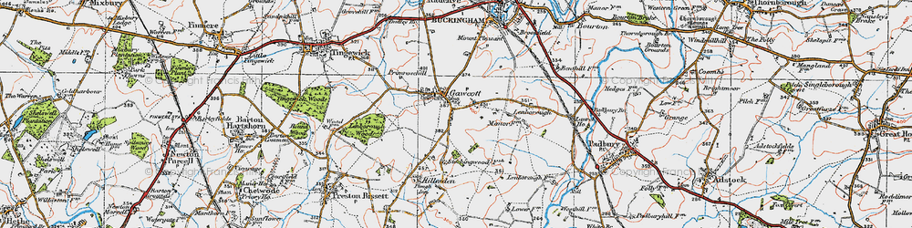 Old map of Gawcott in 1919