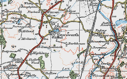 Old map of Gawsworth in 1923
