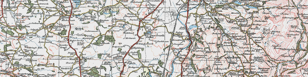 Old map of Gawsworth in 1923