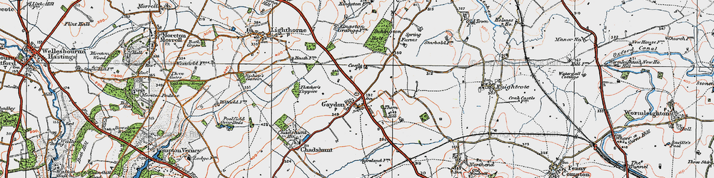Old map of Gaydon in 1919