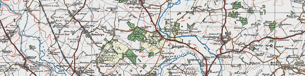 Old map of Gayhurst in 1919