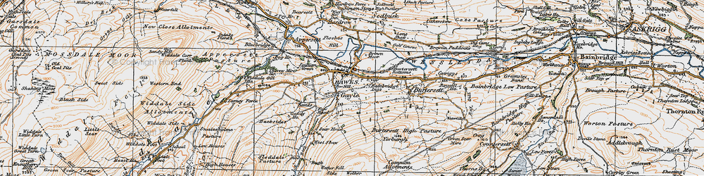 Old map of Wether Fell Side in 1925
