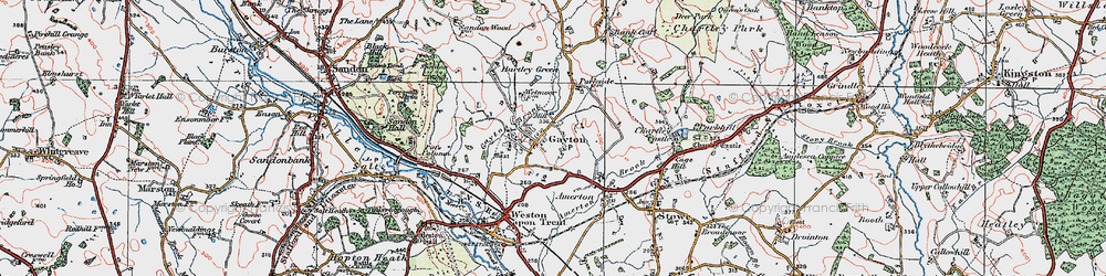 Old map of Gayton in 1921