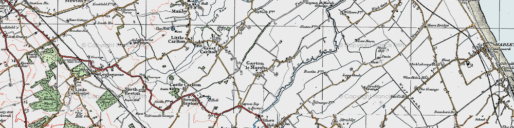 Old map of Gayton le Marsh in 1923