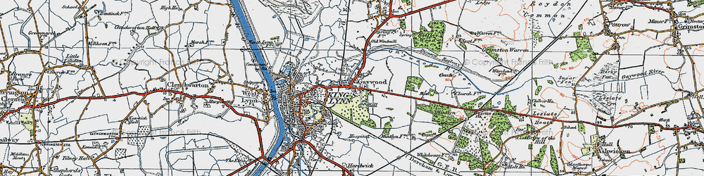 Old map of Gaywood in 1922
