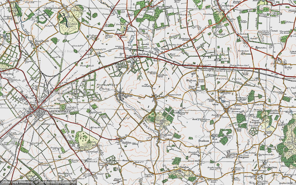 Old Map of Gazeley, 1921 in 1921