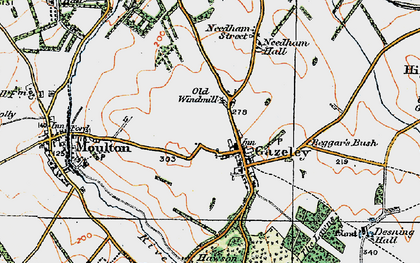 Old map of Gazeley in 1921