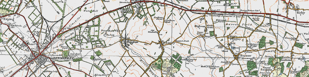 Old map of Gazeley in 1921