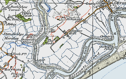 Old map of Boyton Marshes in 1921