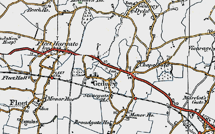 Old map of Gedney in 1922