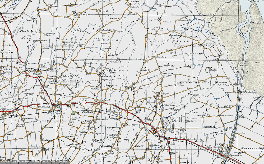 Old Map of Gedney Dyke, 1922 in 1922