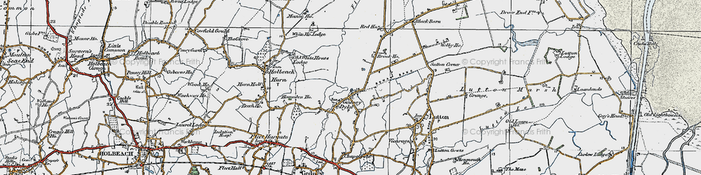 Old map of Gedney Dyke in 1922