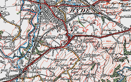 Old map of Gee Cross in 1923