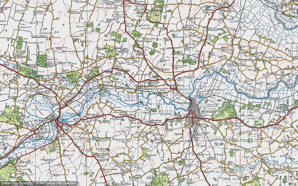 Old Map of Geldeston, 1921 in 1921