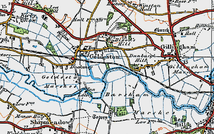 Old map of Geldeston in 1921