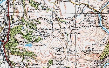 Old map of Gelli-gaer in 1923