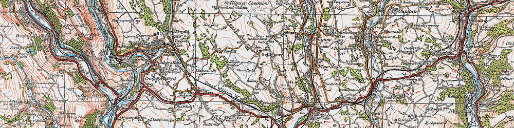 Old map of Gelligaer in 1919