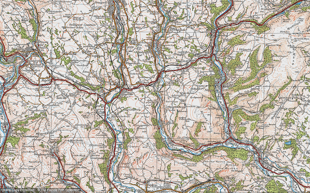 Old Map of Gelligroes, 1919 in 1919