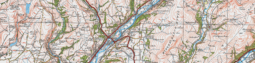 Old map of Gellinudd in 1923