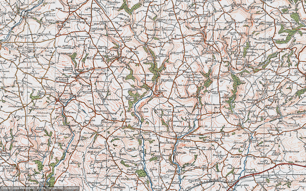 Old Map of Gellywen, 1922 in 1922