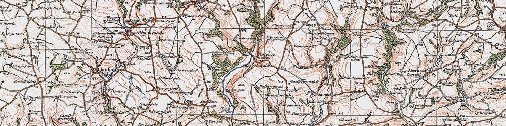 Old map of Gellywen in 1922
