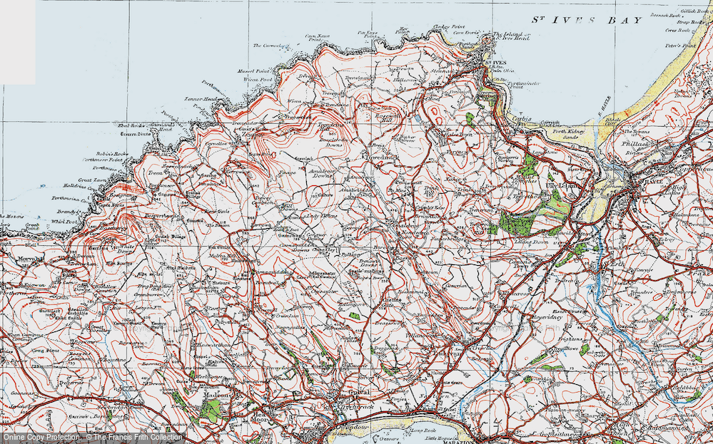 Old Map of Historic Map covering Castle-an-Dinas in 1919