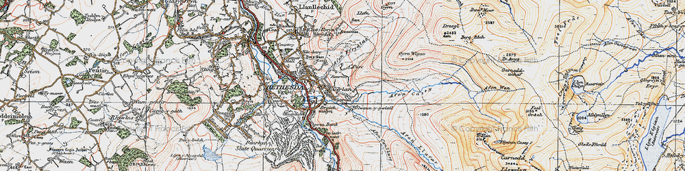 Old map of Afon Caseg in 1922