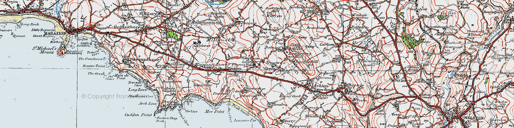Old map of Germoe in 1919