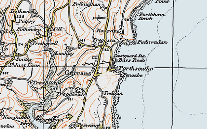 Old map of Treloan in 1919