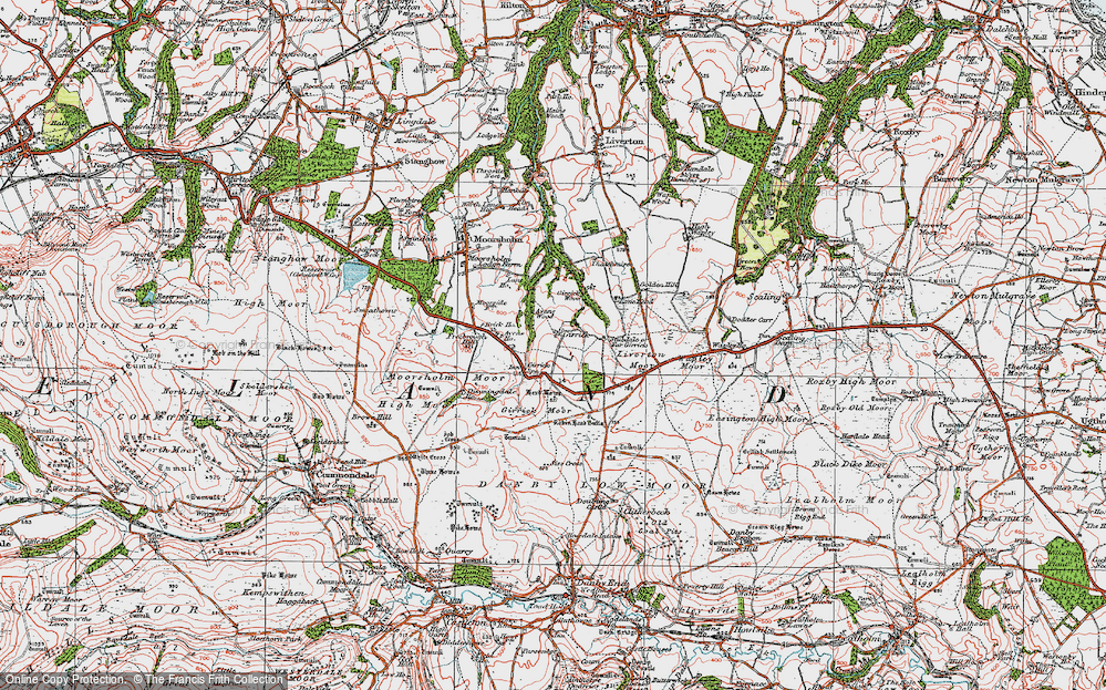 Old Map of Historic Map covering Avens Wood in 1925