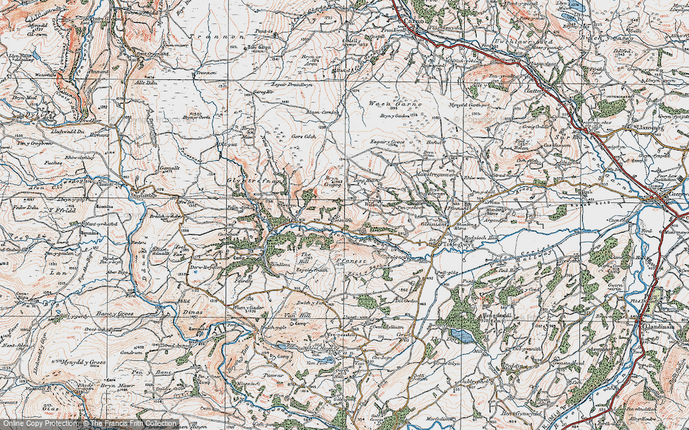 Old Map of Historic Map covering Afon Trannon in 1921