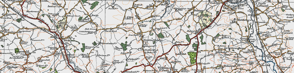 Old map of Gestingthorpe in 1921