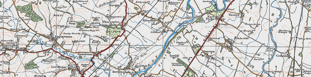 Old map of Gibsmere in 1921