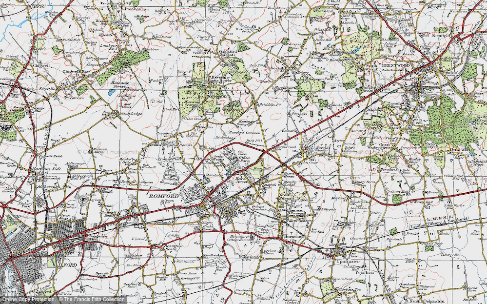 Old Map of Gidea Park, 1920 in 1920