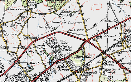 Old map of Gidea Park in 1920
