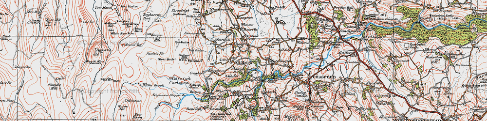 Old map of Gidleigh in 1919