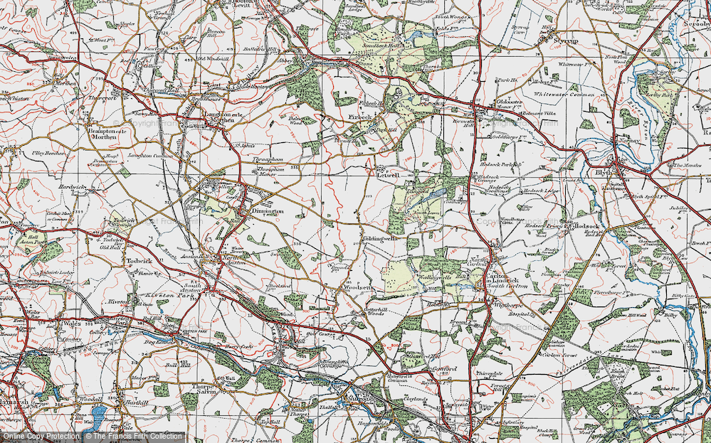 Old Map of Gildingwells, 1923 in 1923