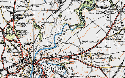 Old map of Gilesgate in 1925