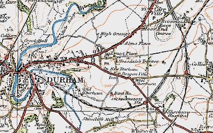 Old map of Gilesgate Moor in 1925