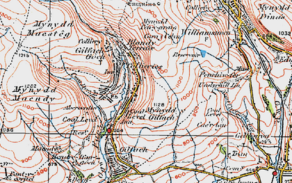 Old map of Mynydd Pen-y-graig in 1922