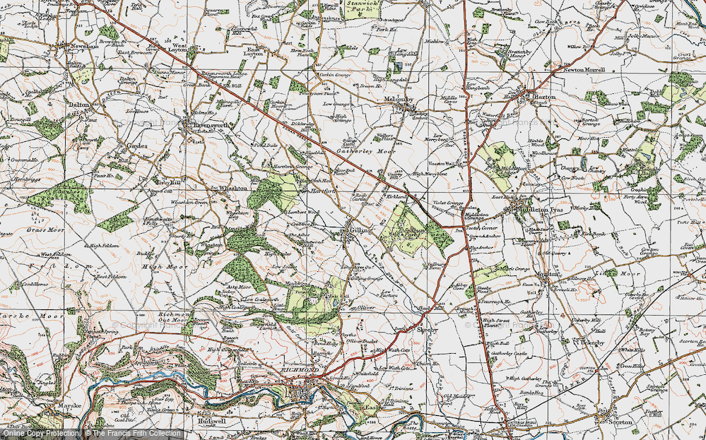 Old Map of Gilling West, 1925 in 1925