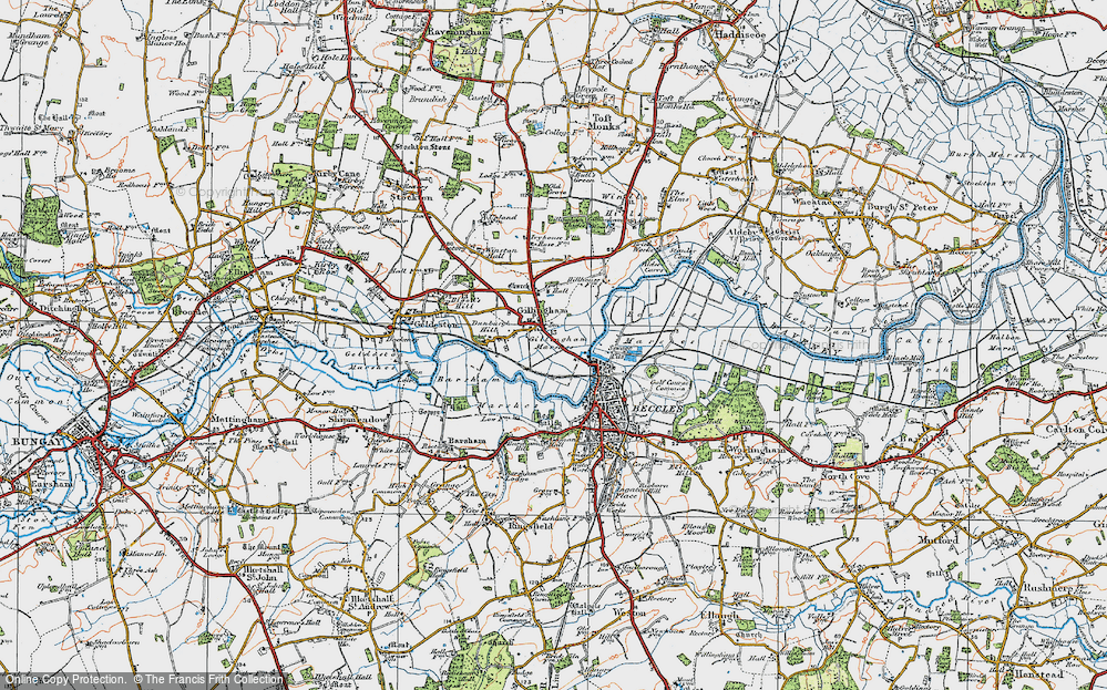 Old Map of Historic Map covering Barsham Marshes in 1921